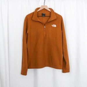 The North Face Men's Textured Quarter Zip Pullover Sweatshirt Orange Medium